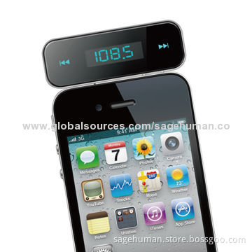 In-car Handsfree FM Transmitter for iPod/iPhone and Handheld Devices, Infrequency LCD display